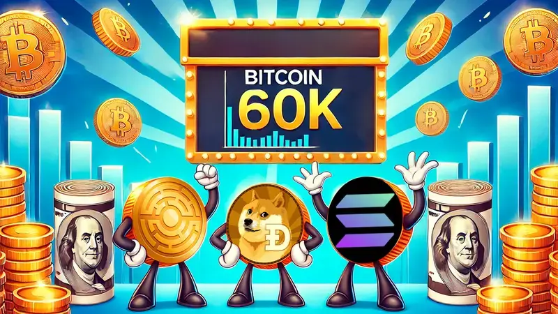 DOGE, SOL, and MTAUR Lead Altcoins as BTC Hits $60K